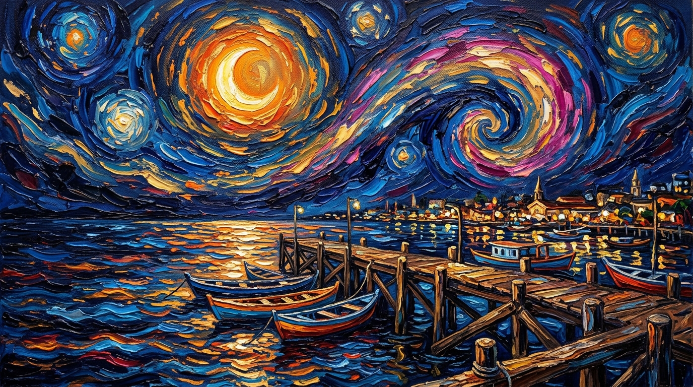 Obra artística da Baía do Guajará em Belém do Pará à noite